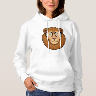 Lion as Nerd with Glasses Hoodie
