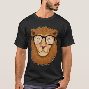 Lion as Nerd with Glasses T-Shirt