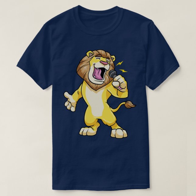 Lion as singer with a microphone T-Shirt (Design Front)