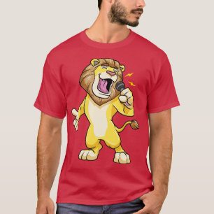 Lion as Singer with Microphone T-Shirt