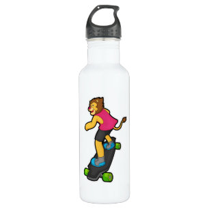 Lion as Skateboarder with Skateboard 710 Ml Water Bottle