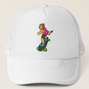 Lion as Skateboarder with Skateboard Trucker Hat