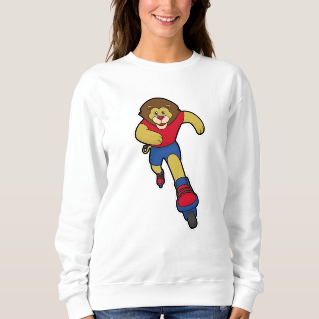 Lion as Skater with Inline skates Sweatshirt (Front)
