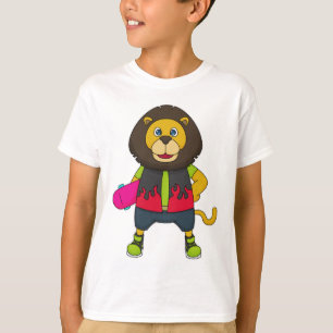 Lion as Skater with Skateboard T-Shirt