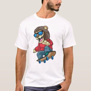 Lion as Skater with Skateboard T-Shirt