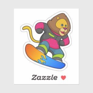 Lion as Snowboarder with Snowboard