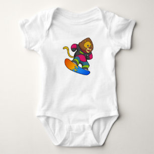 Lion as Snowboarder with Snowboard Baby Bodysuit