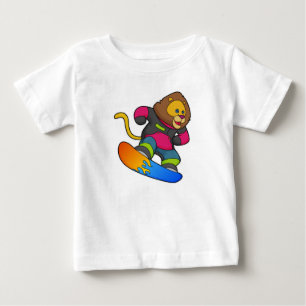Lion as Snowboarder with Snowboard Baby T-Shirt