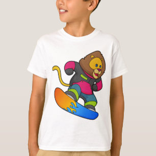Lion as Snowboarder with Snowboard T-Shirt