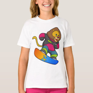 Lion as Snowboarder with Snowboard T-Shirt
