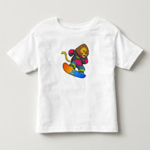 Lion as Snowboarder with Snowboard Toddler T-Shirt