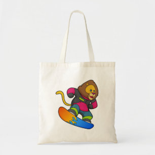 Lion as Snowboarder with Snowboard Tote Bag