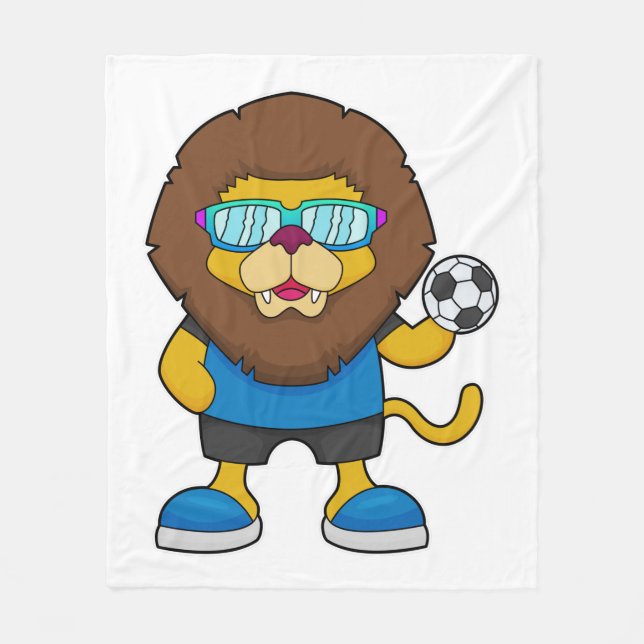 Lion as Soccer player with Soccer Fleece Blanket (Front)
