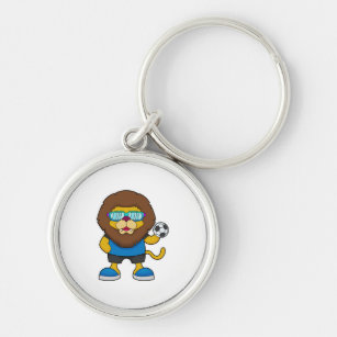 Lion as Soccer player with Soccer Key Ring