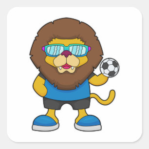 Lion as Soccer player with Soccer Square Sticker