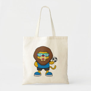 Lion as Soccer player with Soccer Tote Bag