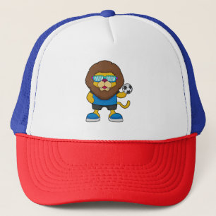 Lion as Soccer player with Soccer Trucker Hat