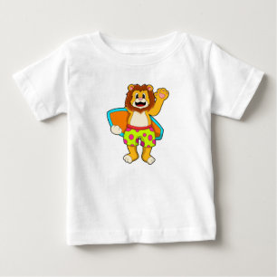 Lion as Surfer with Surfboard Baby T-Shirt