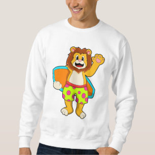 Lion as Surfer with Surfboard Sweatshirt