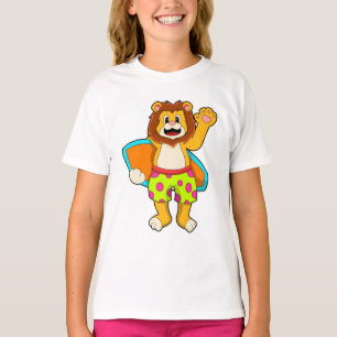 Lion as Surfer with Surfboard T-Shirt
