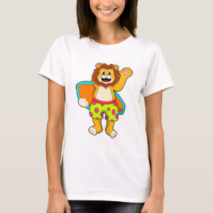 Lion as Surfer with Surfboard T-Shirt