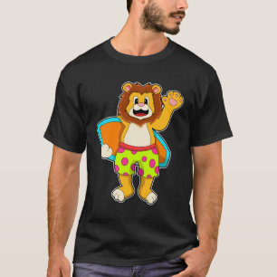 Lion as Surfer with Surfboard T-Shirt