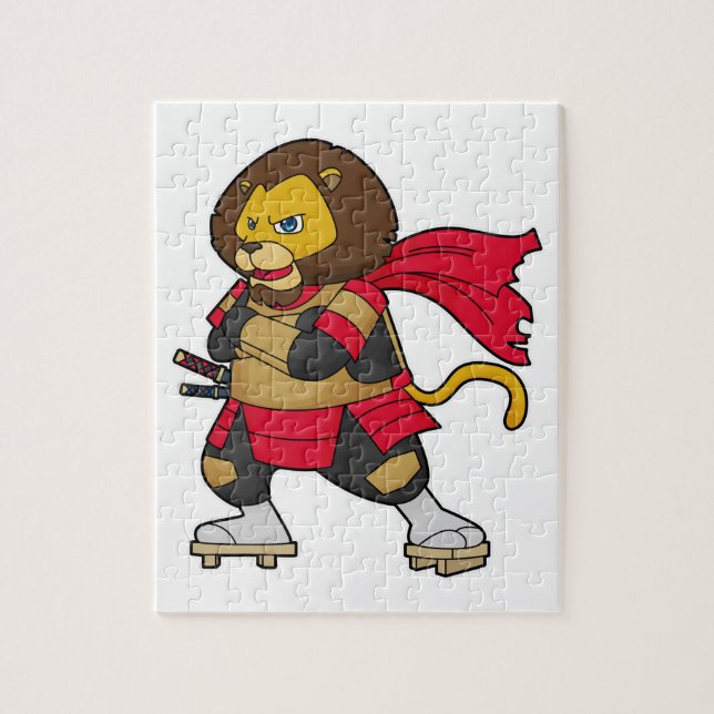 Lion as Warrior with Cape Jigsaw Puzzle (Vertical)