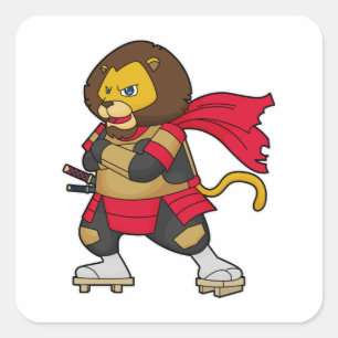 Lion as Warrior with Cape Square Sticker
