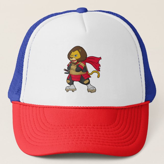 Lion as Warrior with Cape Trucker Hat (Front)