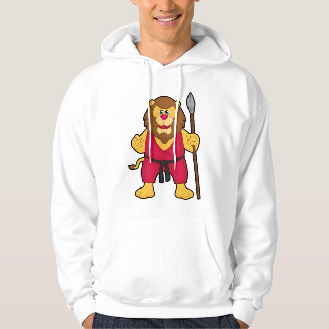 Lion as Warrior with Spear Hoodie (Front)