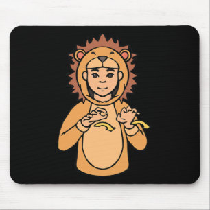 Lion ASL Hand Gesture Deaf Hearing Loss Awareness Mouse Mat