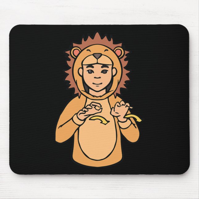 Lion ASL Hand Gesture Deaf Hearing Loss Awareness  Mouse Mat (Front)