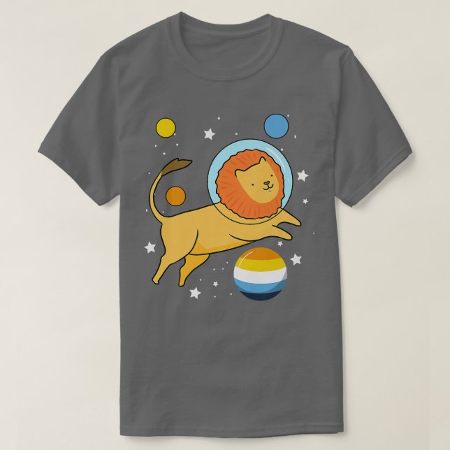 Lion Astronaut Aroace Pride  T-Shirt (Design Front)