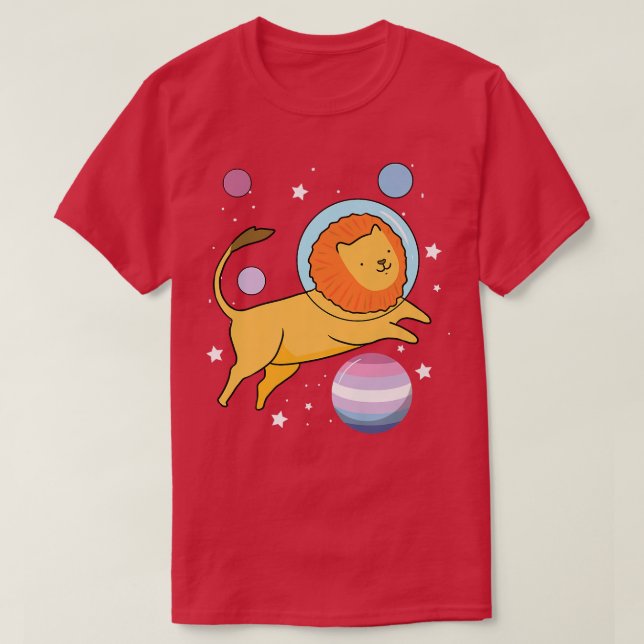 Lion Astronaut Bigender Pride  T-Shirt (Design Front)
