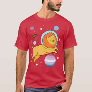 Lion Astronaut Bigender Pride  T-Shirt