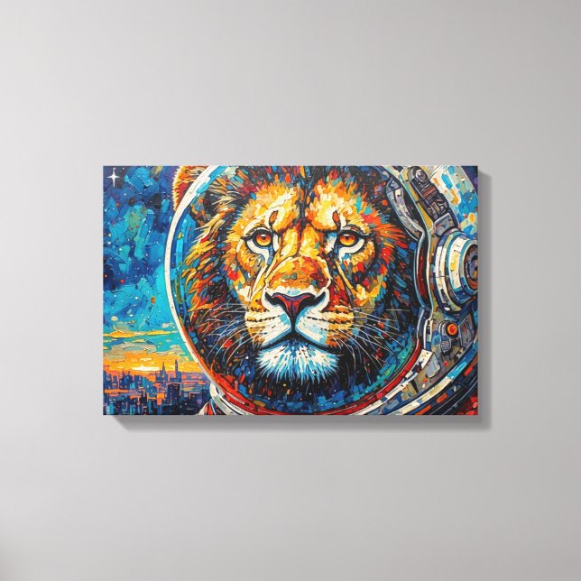 LION ASTRONAUT-COMING HOME 2 CANVAS PRINT (Front)