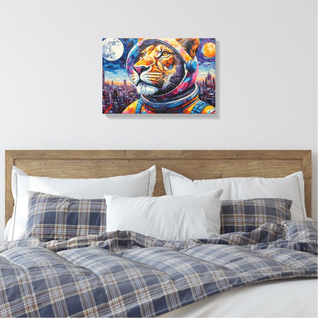 LION ASTRONAUT-COMING HOME 7 CANVAS PRINT (Insitu(Bedroom))