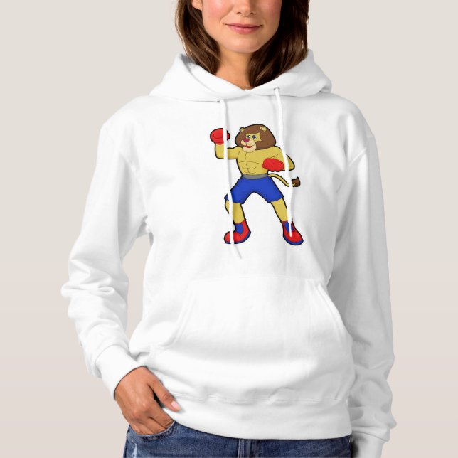 Lion at Boxing with Boxing gloves Hoodie (Front)