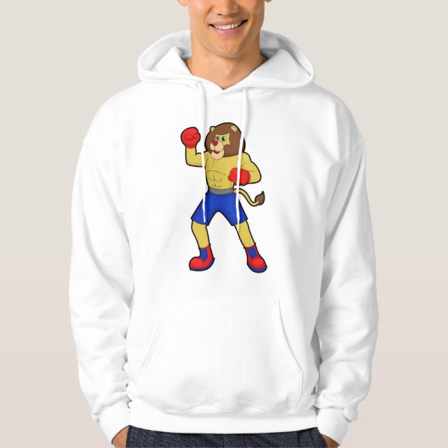 Lion at Boxing with Boxing gloves Hoodie (Front)
