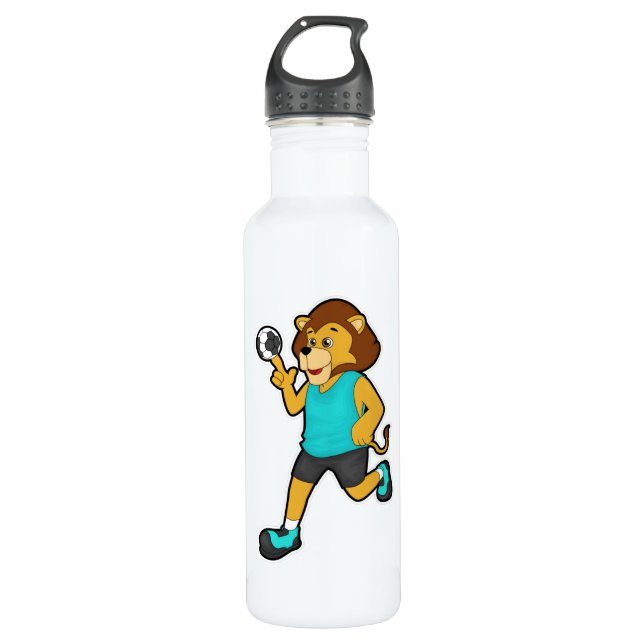 Lion at Handball player with Handball 710 Ml Water Bottle (Front)