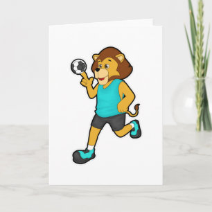 Lion at Handball player with Handball Card