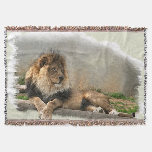 Lion at Rest Throw Blanket (Front)