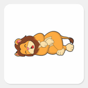 Lion at Sleeping Square Sticker