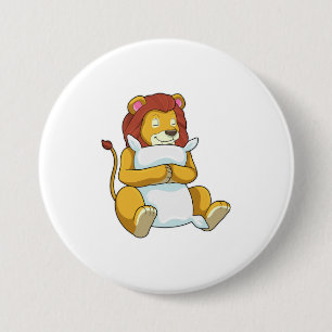 Lion at Sleeping with Pillow 7.5 Cm Round Badge