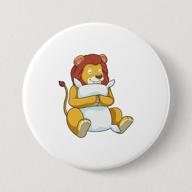 Lion at Sleeping with Pillow 7.5 Cm Round Badge (Front)