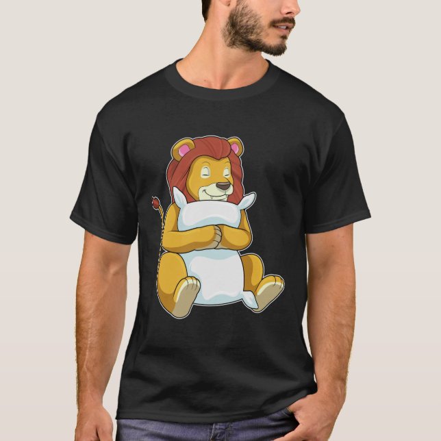 Lion at Sleeping with Pillow T-Shirt (Front)