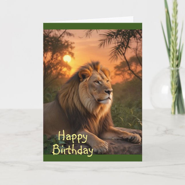 Lion at Sunset Card (Front)