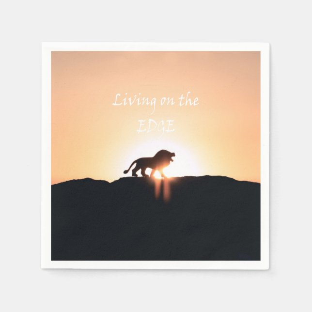 Lion at sunset Living on the EDGE Napkin (Front)