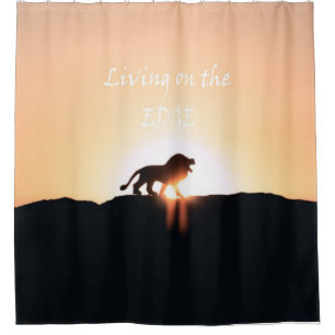 Lion at sunset Living on the EDGE Shower Curtain