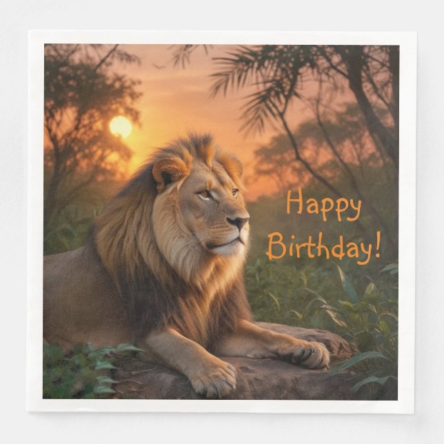 Lion at Sunset Napkin (Front)